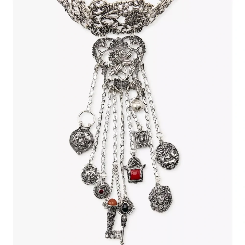 Zara NWT flower charm choker necklace 4548/099 - Picture 3 of 8